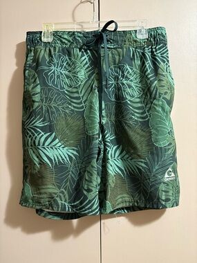 Gerry Weber Green Tropical Frond Leaf Swim Trunks Mens Medium
